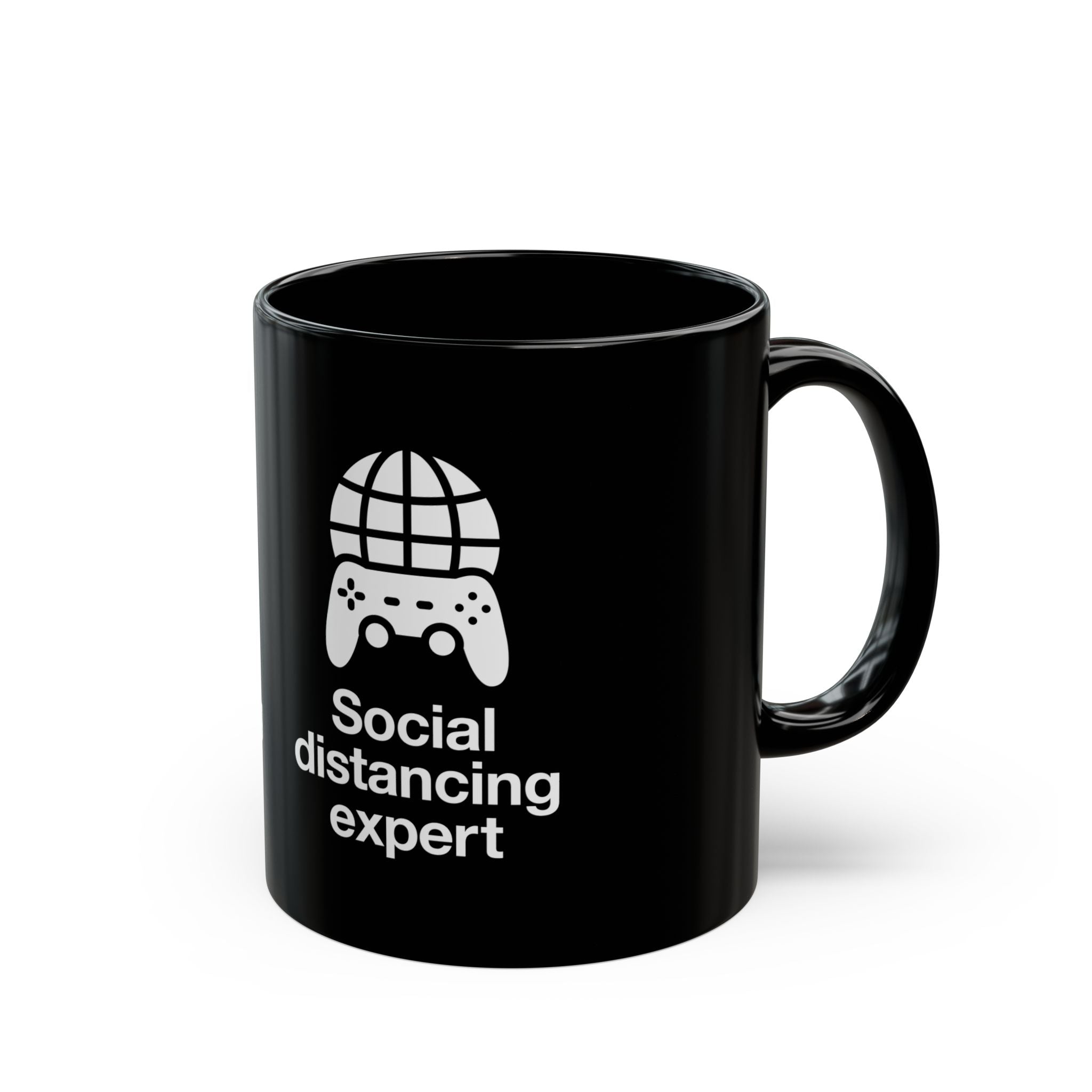Social Distancing Expert - Black Glossy Mug