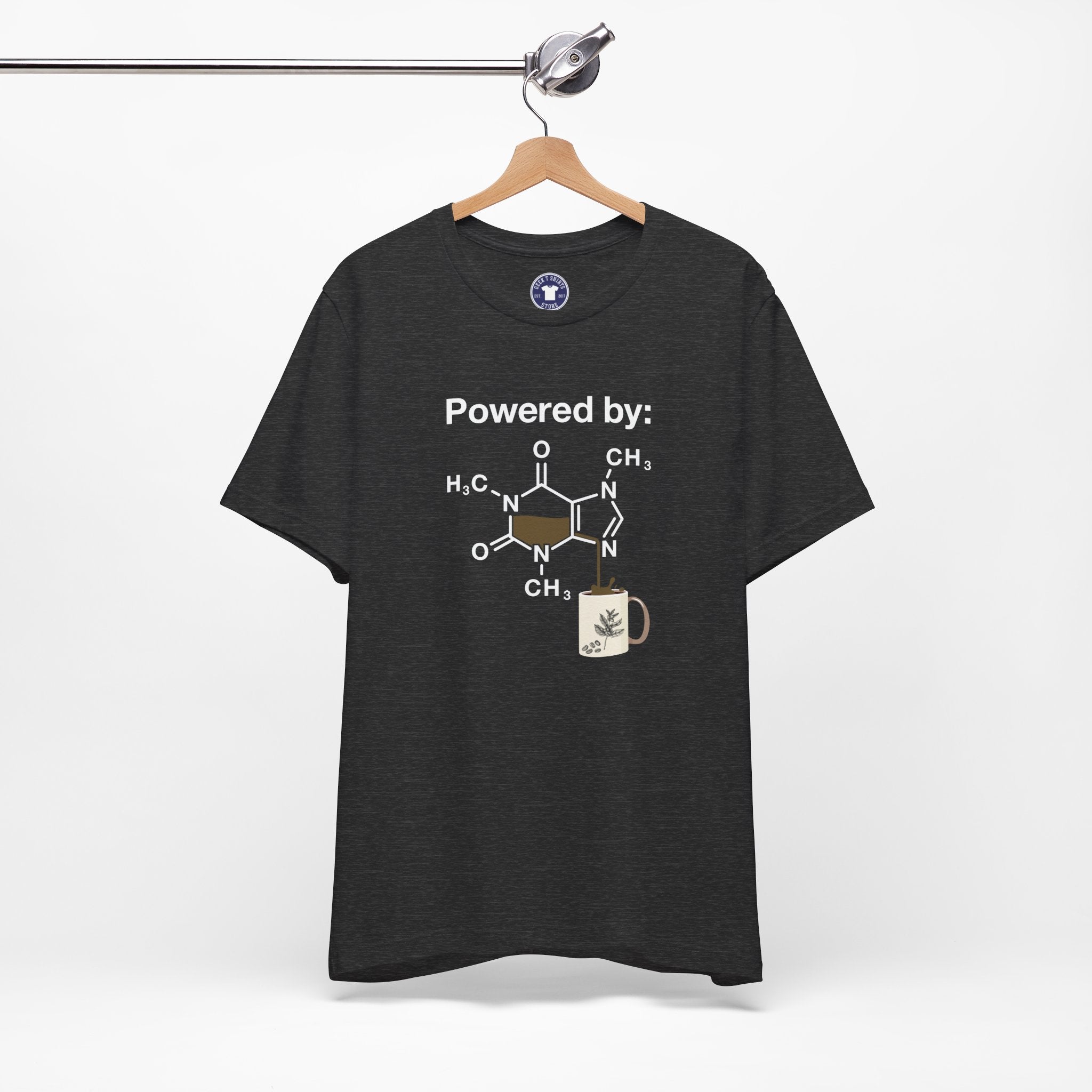 Powered By Caffeine Chemistry T-Shirt - Science Shirt - Premium Unisex Crewneck T-Shirt
