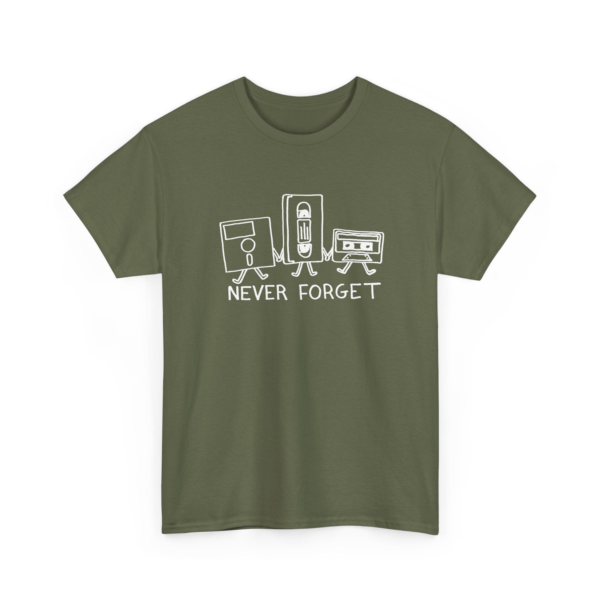 Never Forget Cassette Tapes Vhs Floppy Disks -  Unisex Crewneck T-Shirt