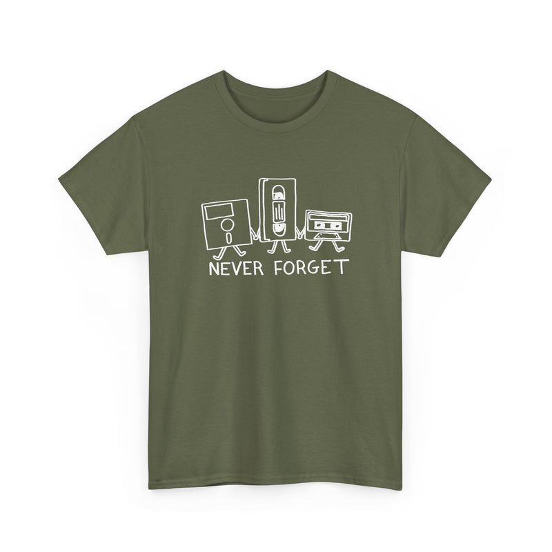 Never Forget Cassette Tapes Vhs Floppy Disks - Regular Unisex Crewneck T-Shirt