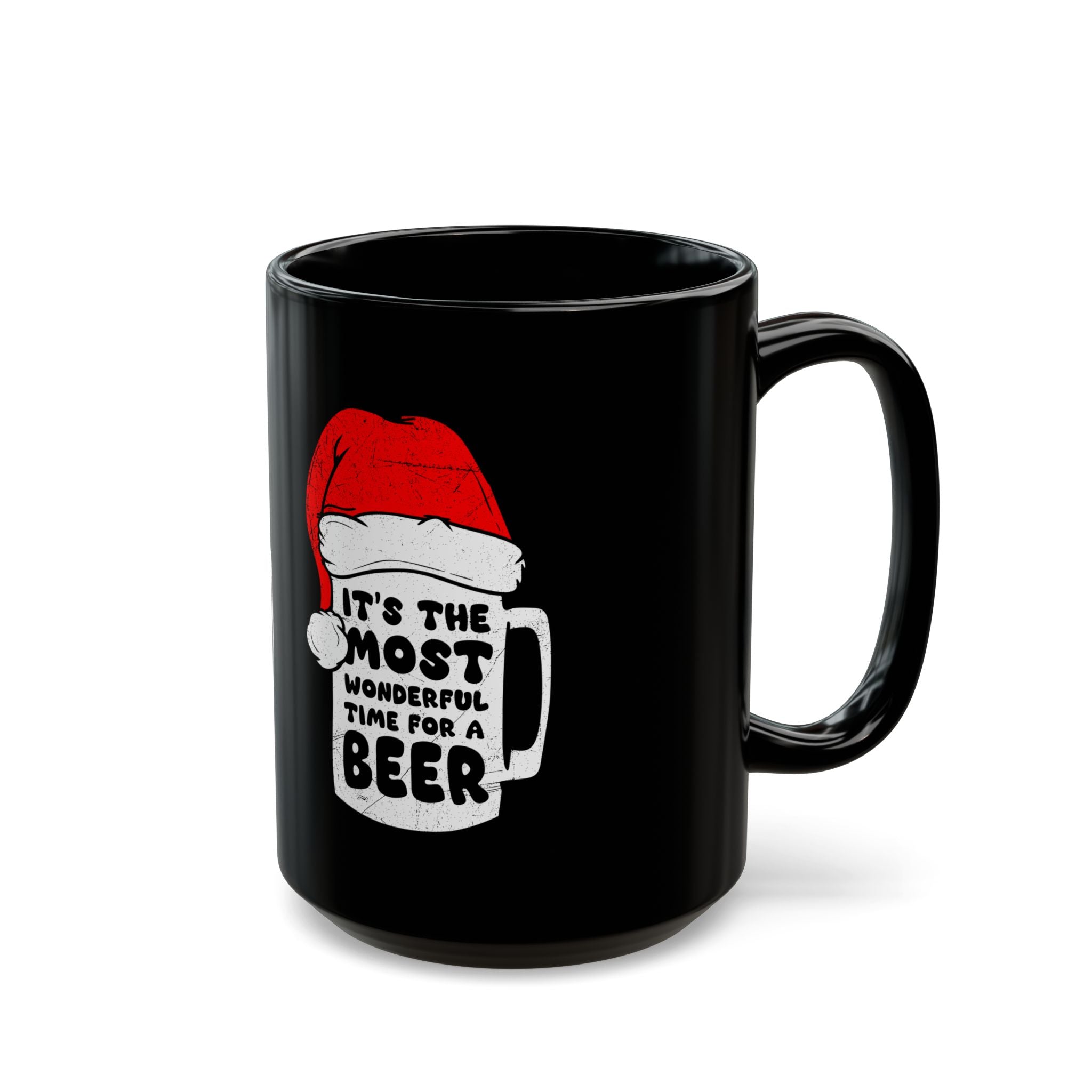 It’s The Most Wonderful Time For A Beer Christmas Black Glossy Mug