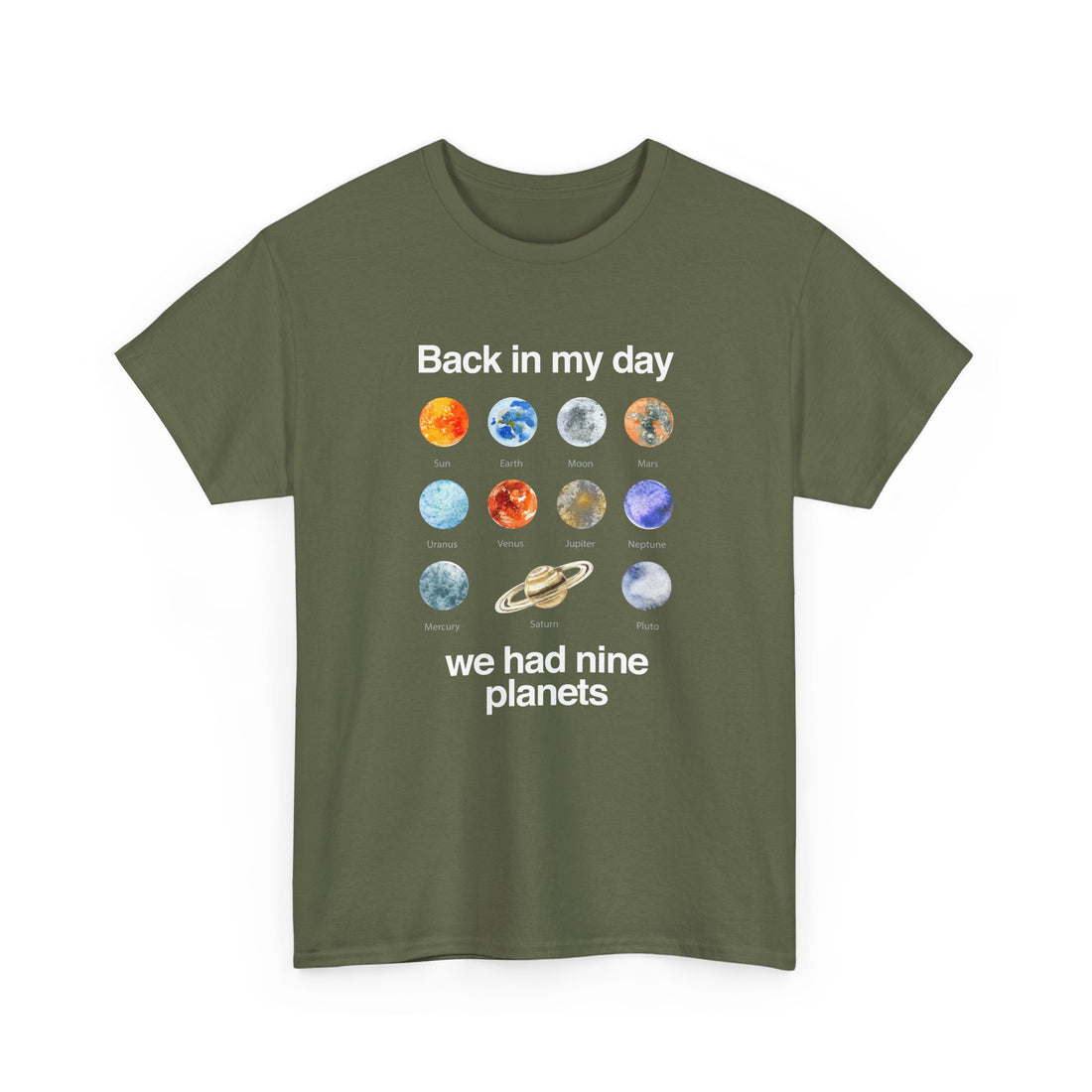 Back In My Day We Had Nine Planets - Cosmology T-Shirt - Regular Unisex Crewneck T-Shirt