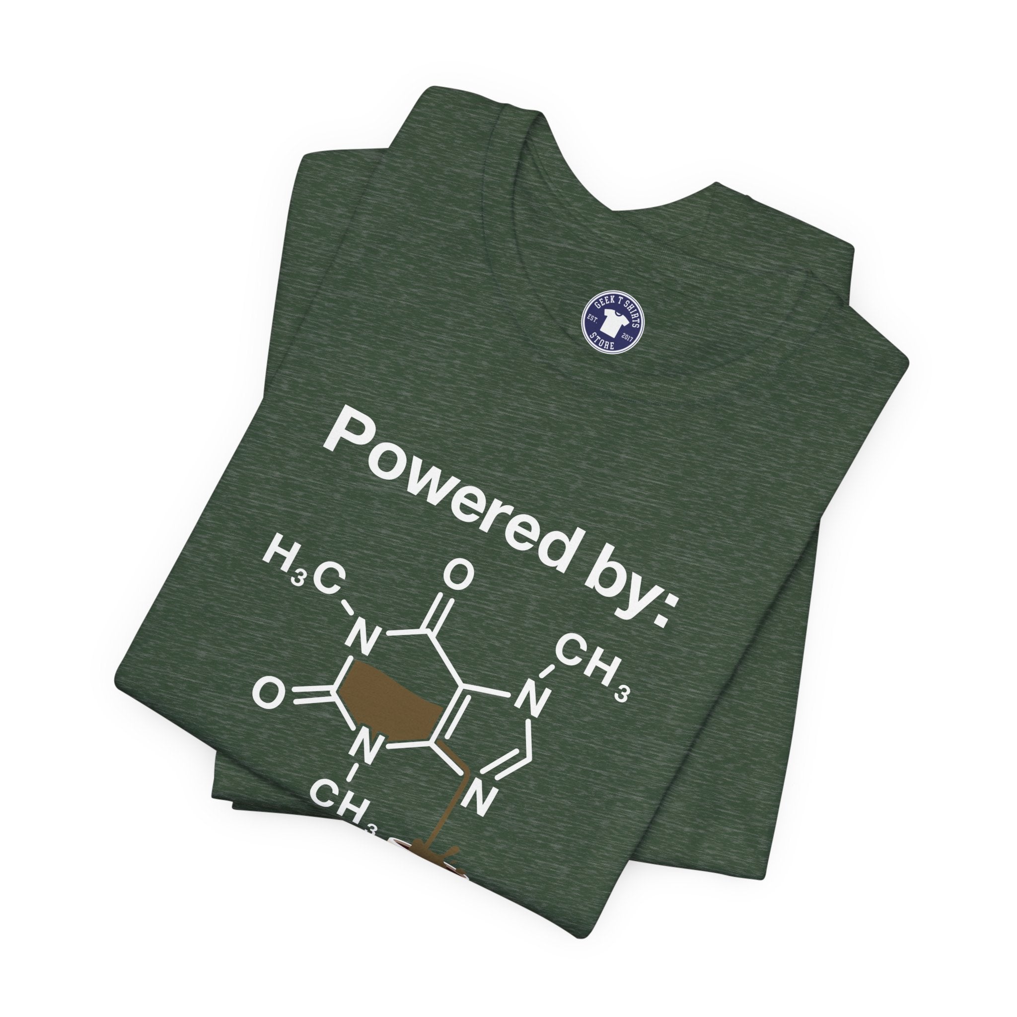 Powered By Caffeine Chemistry T-Shirt - Science Shirt - Premium Unisex Crewneck T-Shirt