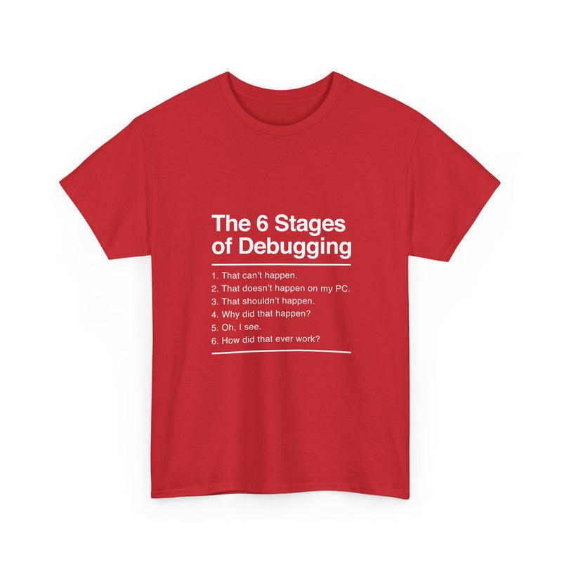 The 6 Stages of Debugging T-Shirt, Funny Programming Tee, Coder Gift, Geek T-Shirt, Nerd Shirt, Developer Humor, Tech Lover Present