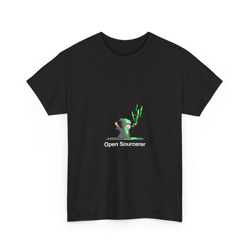 Open Sourcerer Geek T-Shirt, Nerd Shirt, Pixel Art Mage Tee, Retro Gaming Shirt, Programmer Gift, Tech Humor Top, Coding Wizard Tee