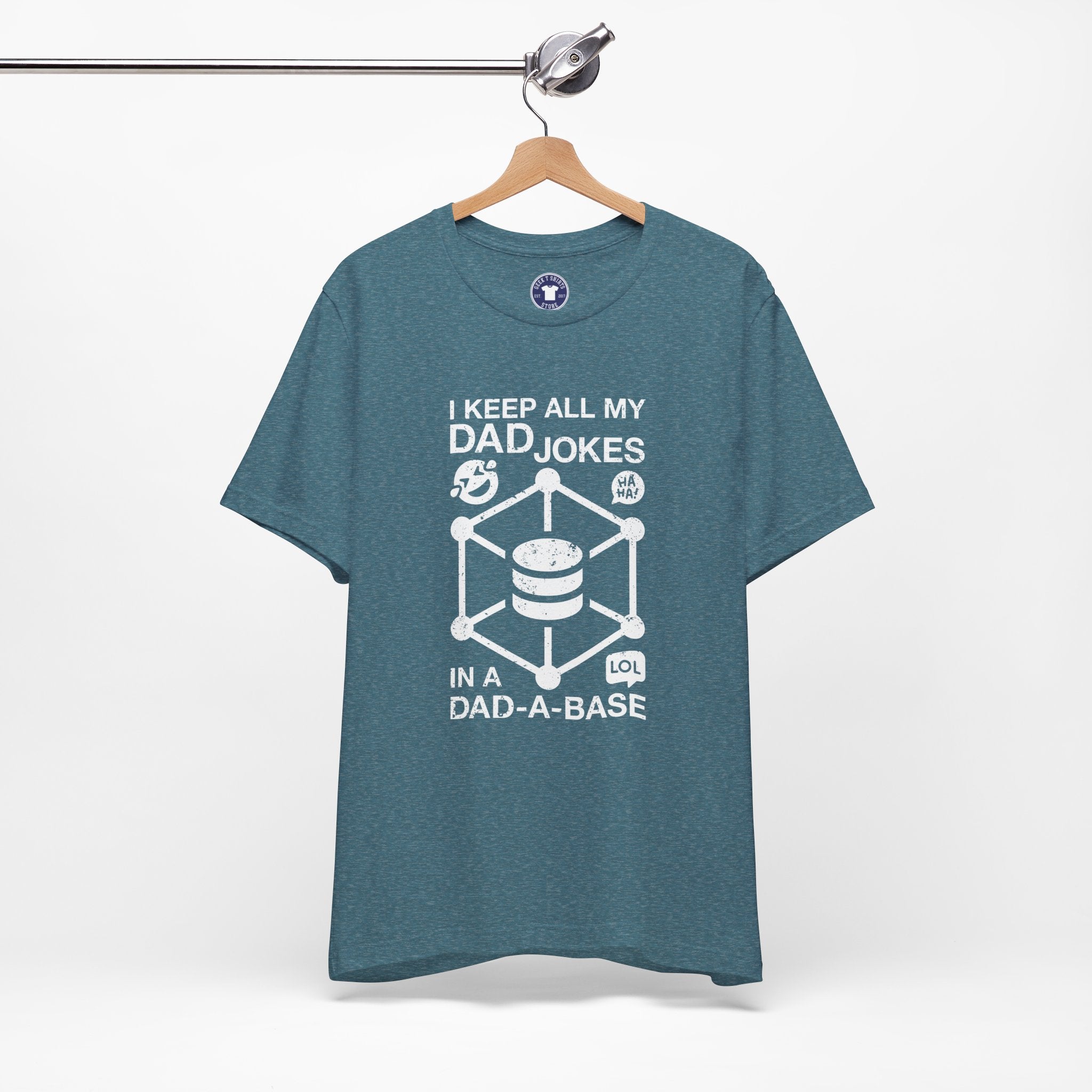 I Keep My Dad Jokes In A Dad-A-Base - Premium Unisex Crewneck T-Shirt