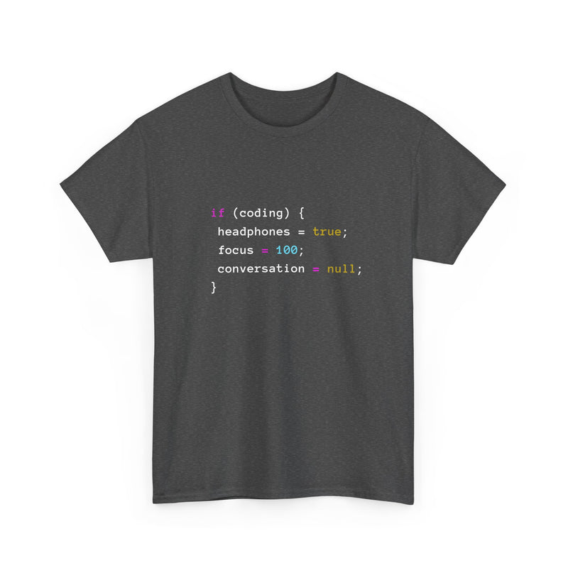 Coding With Headphones Javascript T-Shirt - Nerd Shirt - Regular Unisex Crewneck T-Shirt