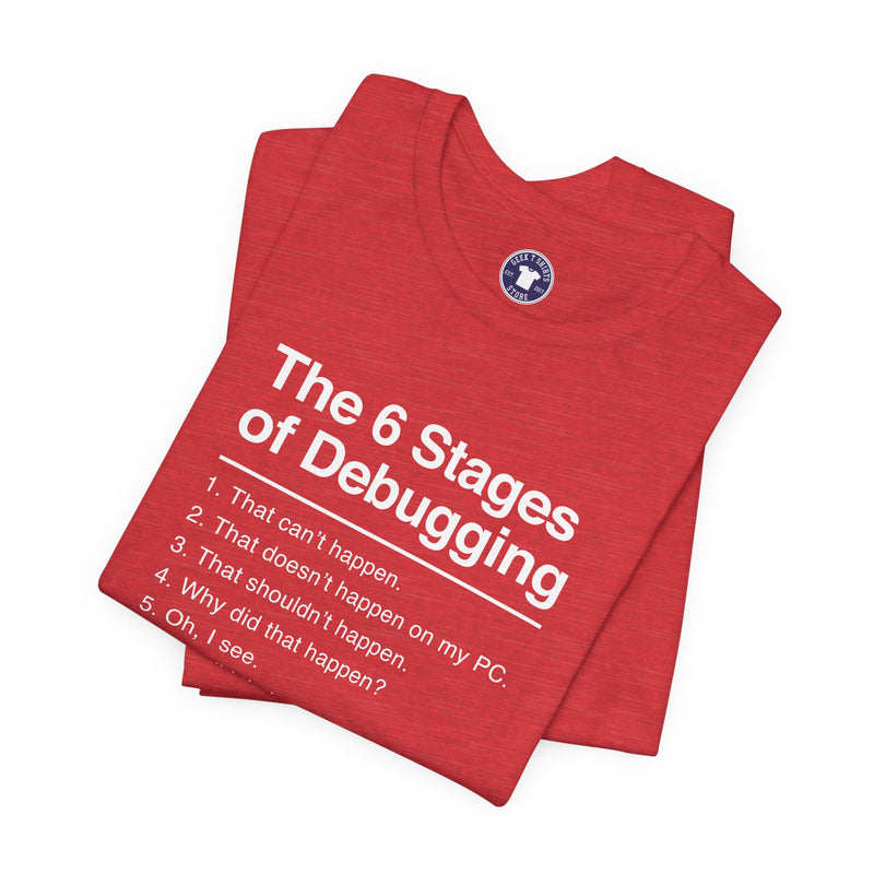 The 6 Stages Of Debugging - Coder Shirt - It Shirt - Premium Unisex Crewneck T-Shirt
