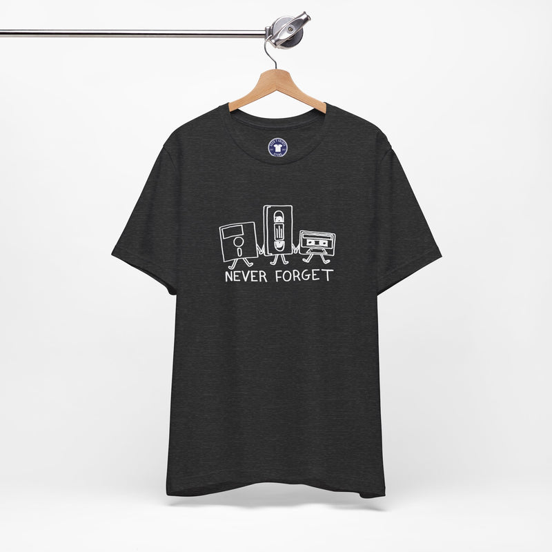 Never Forget Cassette Tapes Vhs Floppy Disks - Premium Unisex Crewneck T-Shirt