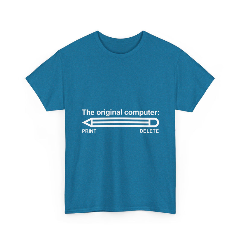 The Original Computer T-Shirt, Pencil Humor Tee, Funny Graphic Gift, Creative Writing Shirt, Retro Art Apparel, Stationery Lover Present, Ed