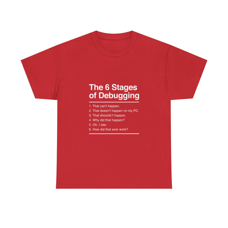 The 6 Stages of Debugging T-Shirt, Funny Programming Tee, Coder Gift, Geek T-Shirt, Nerd Shirt, Developer Humor, Tech Lover Present