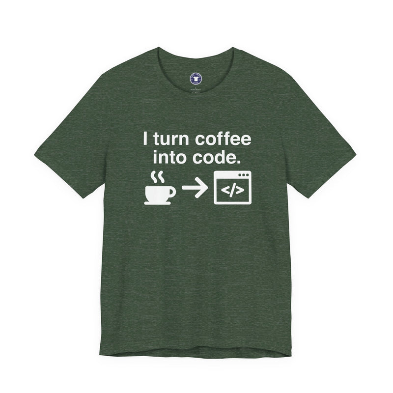 I Turn Coffee Into Code - Coder Shirt - Premium Unisex Crewneck T-Shirt