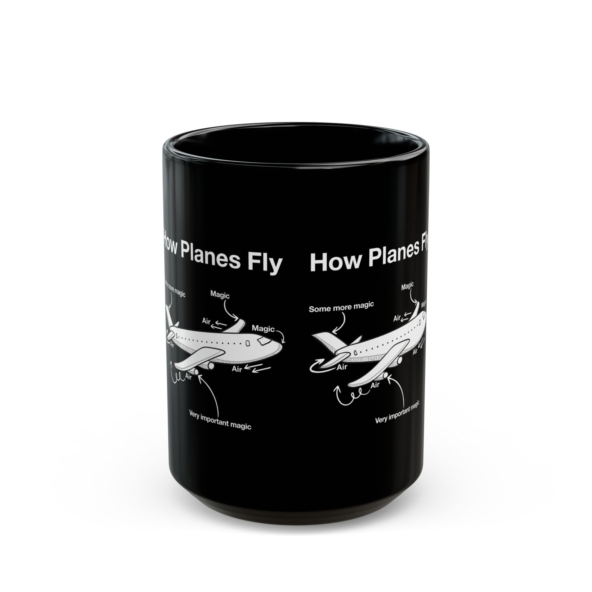 How Planes Fly Funny Aerospace Engineer - Black Glossy Mug
