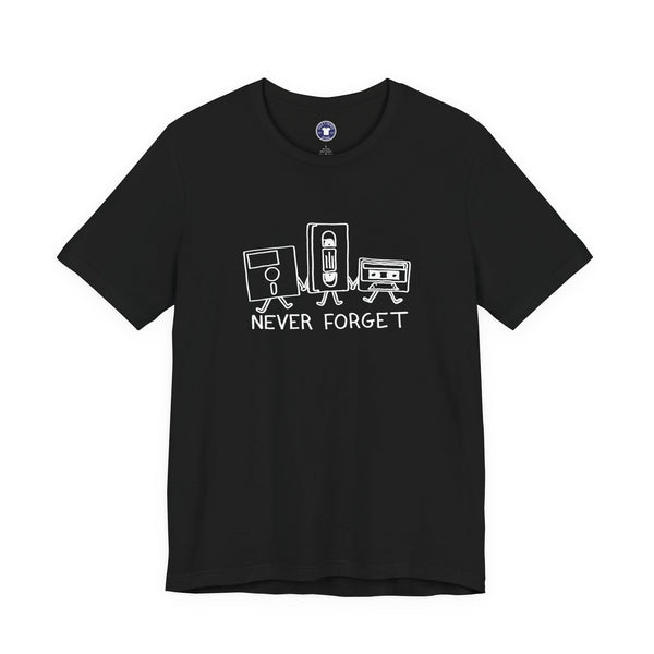 Never Forget Cassette Tapes Vhs Floppy Disks - Premium Unisex Crewneck T-Shirt