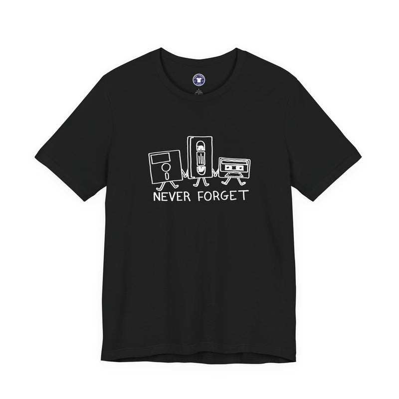 Never Forget Cassette Tapes Vhs Floppy Disks - Premium Unisex Crewneck T-Shirt