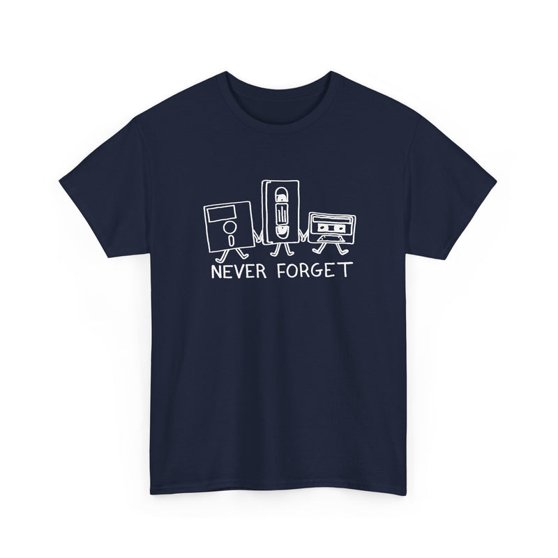 Never Forget Cassette Tapes Vhs Floppy Disks - Regular Unisex Crewneck T-Shirt