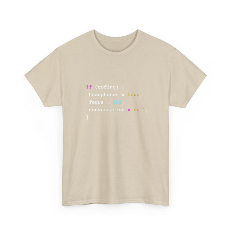 Coding With Headphones Javascript T-Shirt - Nerd Shirt - Regular Unisex Crewneck T-Shirt