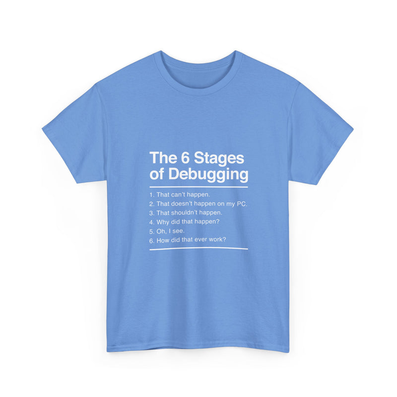 The 6 Stages of Debugging T-Shirt, Funny Programming Tee, Coder Gift, Geek T-Shirt, Nerd Shirt, Developer Humor, Tech Lover Present
