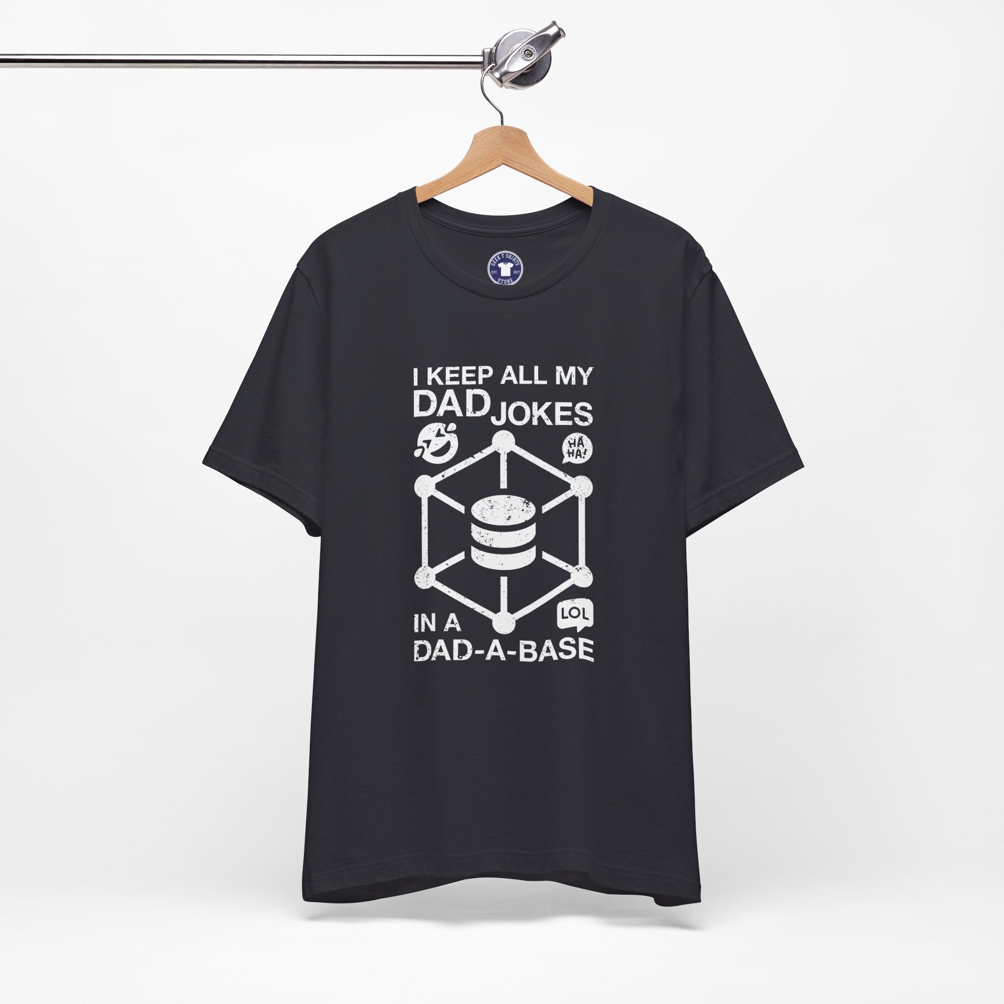 I Keep My Dad Jokes In A Dad-A-Base - Premium Unisex Crewneck T-Shirt