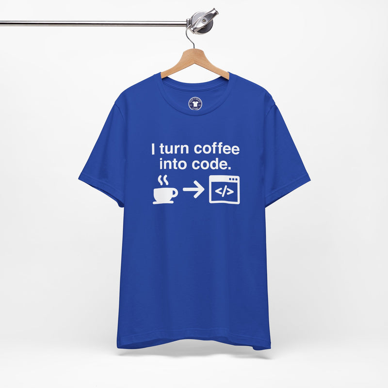 I Turn Coffee Into Code - Coder Shirt - Premium Unisex Crewneck T-Shirt