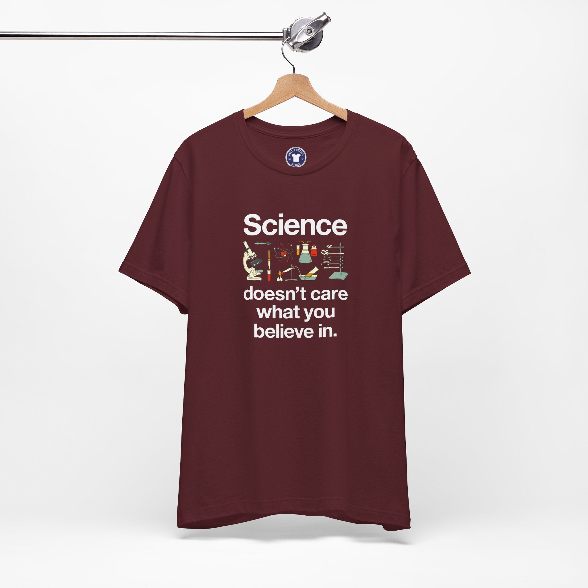 Science Doesn't Care What You Believe In - Premium Unisex Crewneck T-Shirt