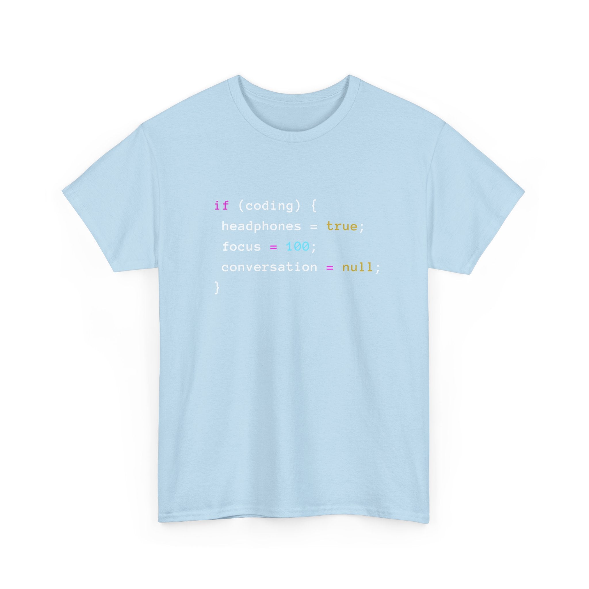 Coding With Headphones Javascript T-Shirt - Nerd Shirt - Regular Unisex Crewneck T-Shirt