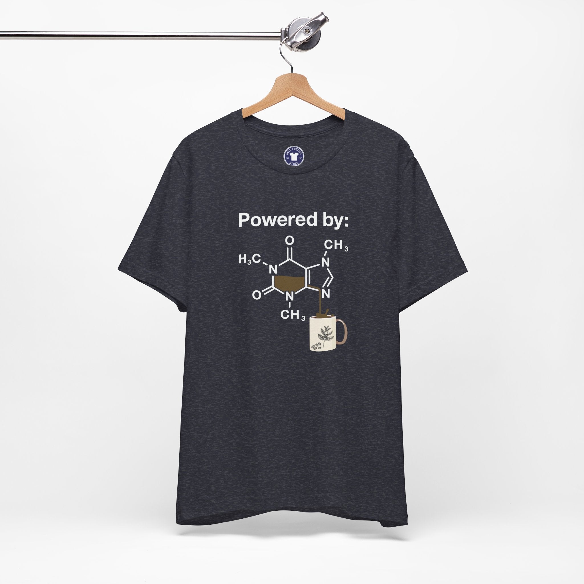 Powered By Caffeine Chemistry T-Shirt - Science Shirt - Premium Unisex Crewneck T-Shirt
