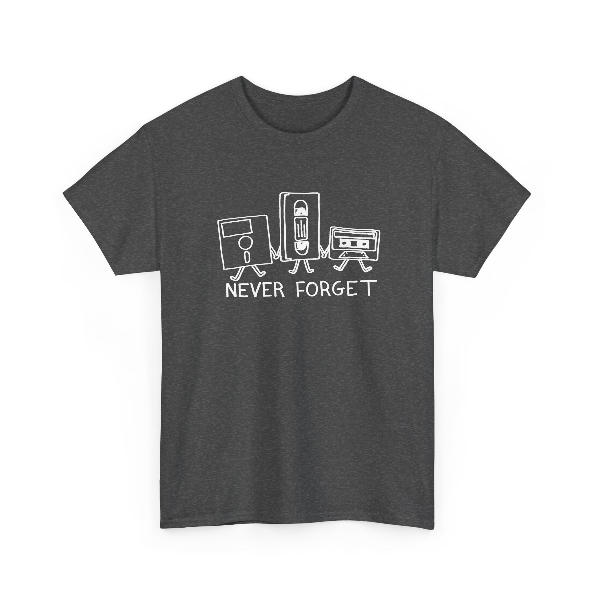 Never Forget Cassette Tapes Vhs Floppy Disks -  Unisex Crewneck T-Shirt