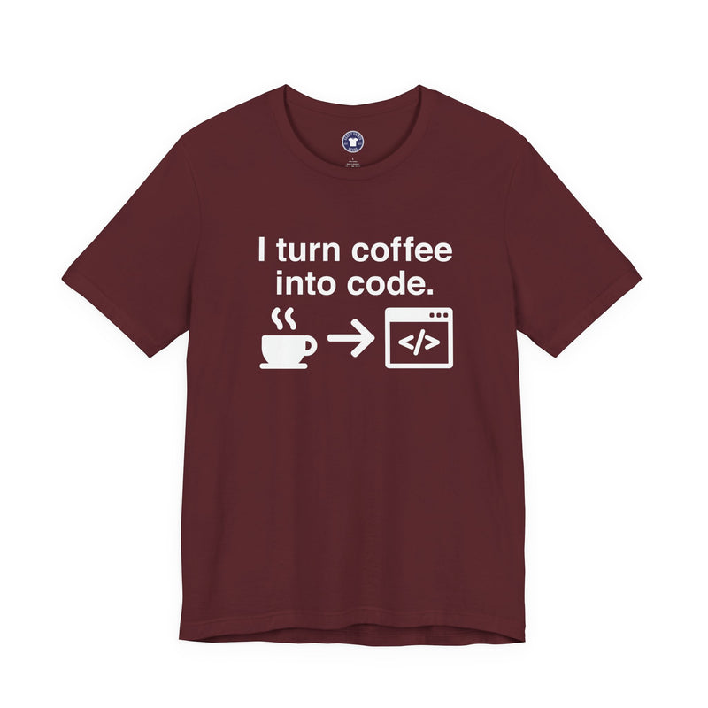 I Turn Coffee Into Code - Coder Shirt - Premium Unisex Crewneck T-Shirt