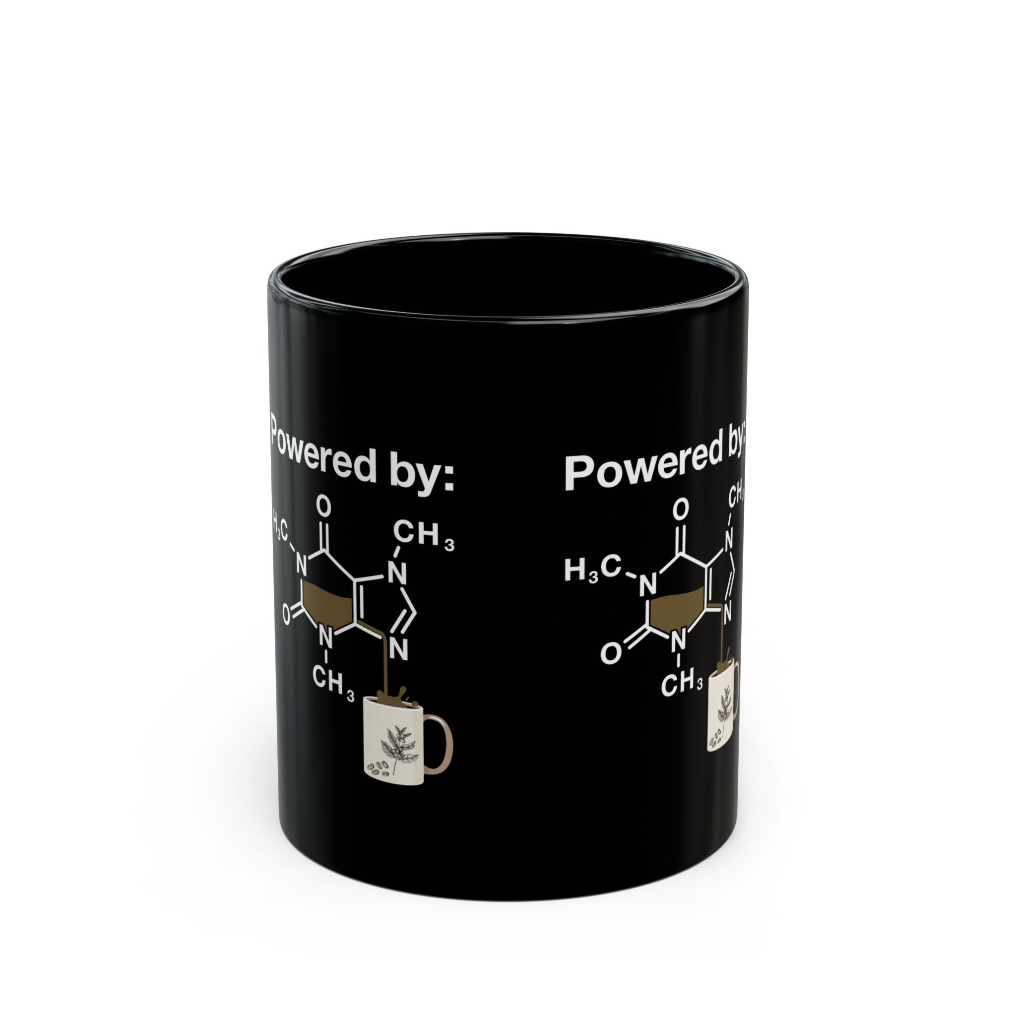 Powered By Caffeine - Coffee Addict - Black Glossy Mug