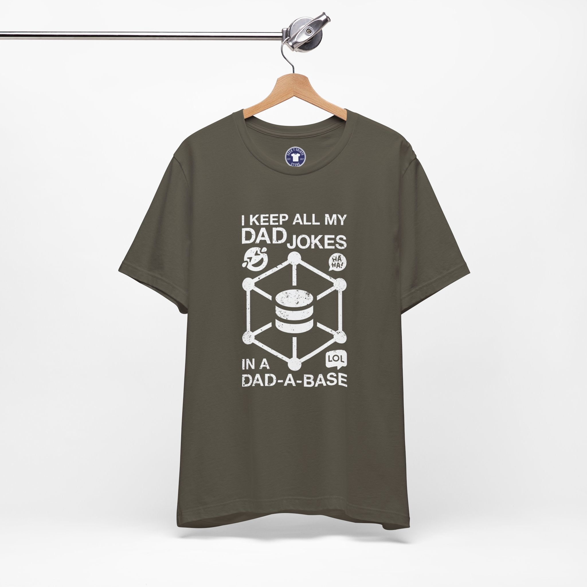 I Keep My Dad Jokes In A Dad-A-Base - Premium Unisex Crewneck T-Shirt