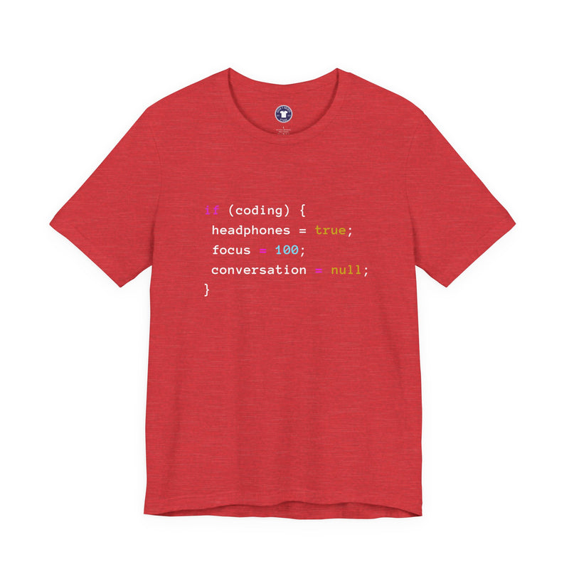 Coding With Headphones Javascript T-Shirt - Nerd Shirt - Premium Unisex Crewneck T-Shirt