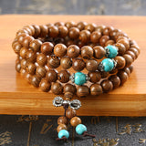 Turquoise Sandalwood Mala Necklace