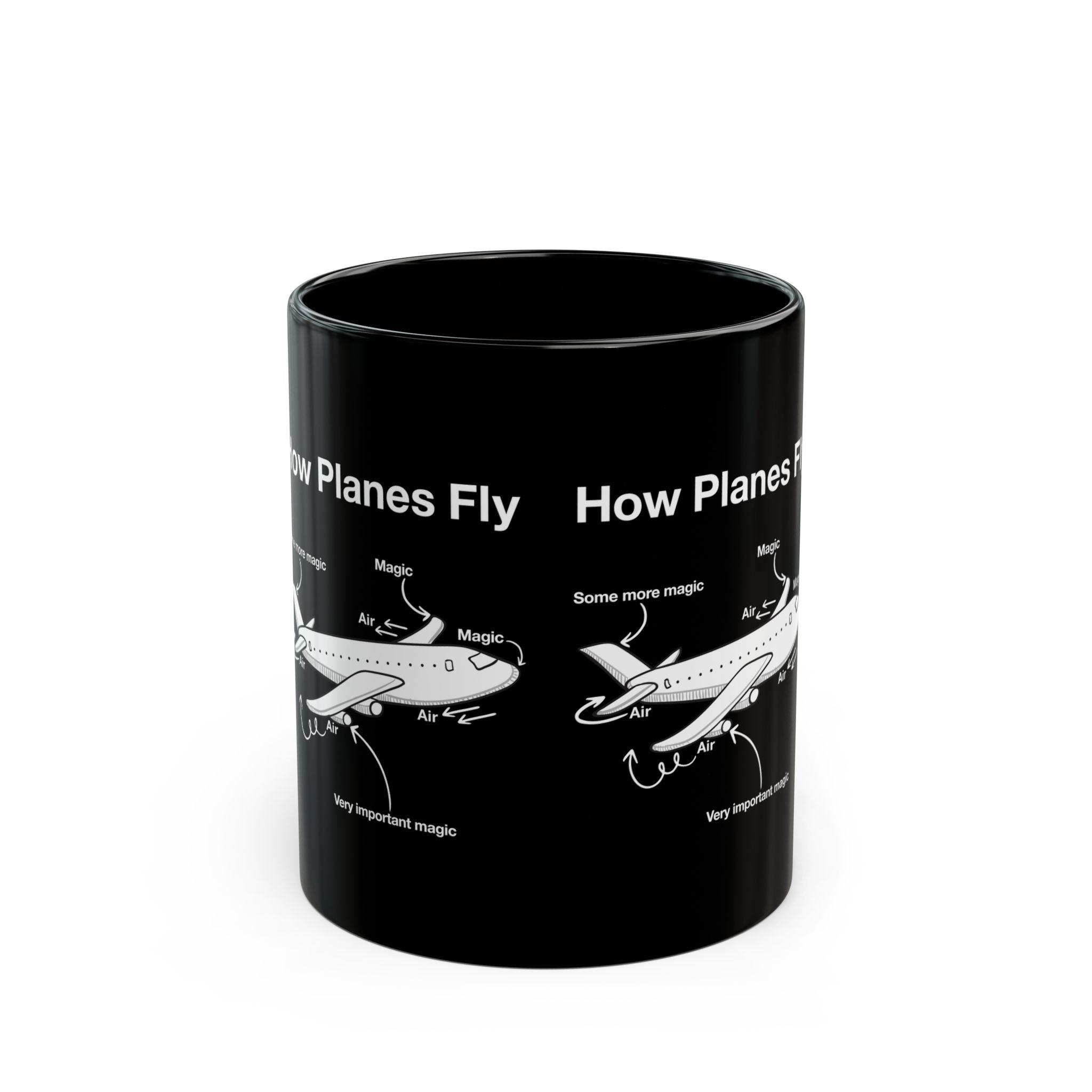 How Planes Fly Funny Aerospace Engineer - Black Glossy Mug