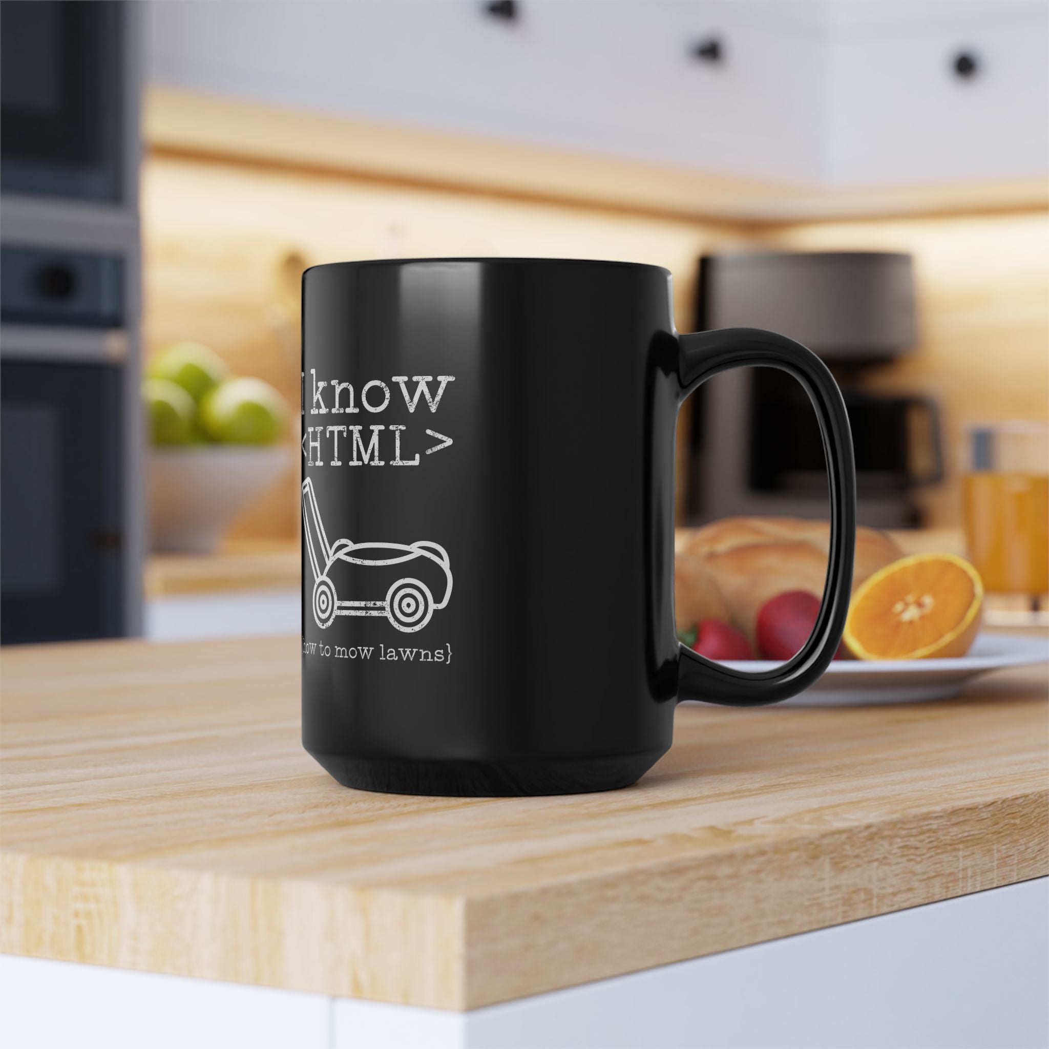 I Know HTML - How To Mow Lawns - Black Glossy Mug