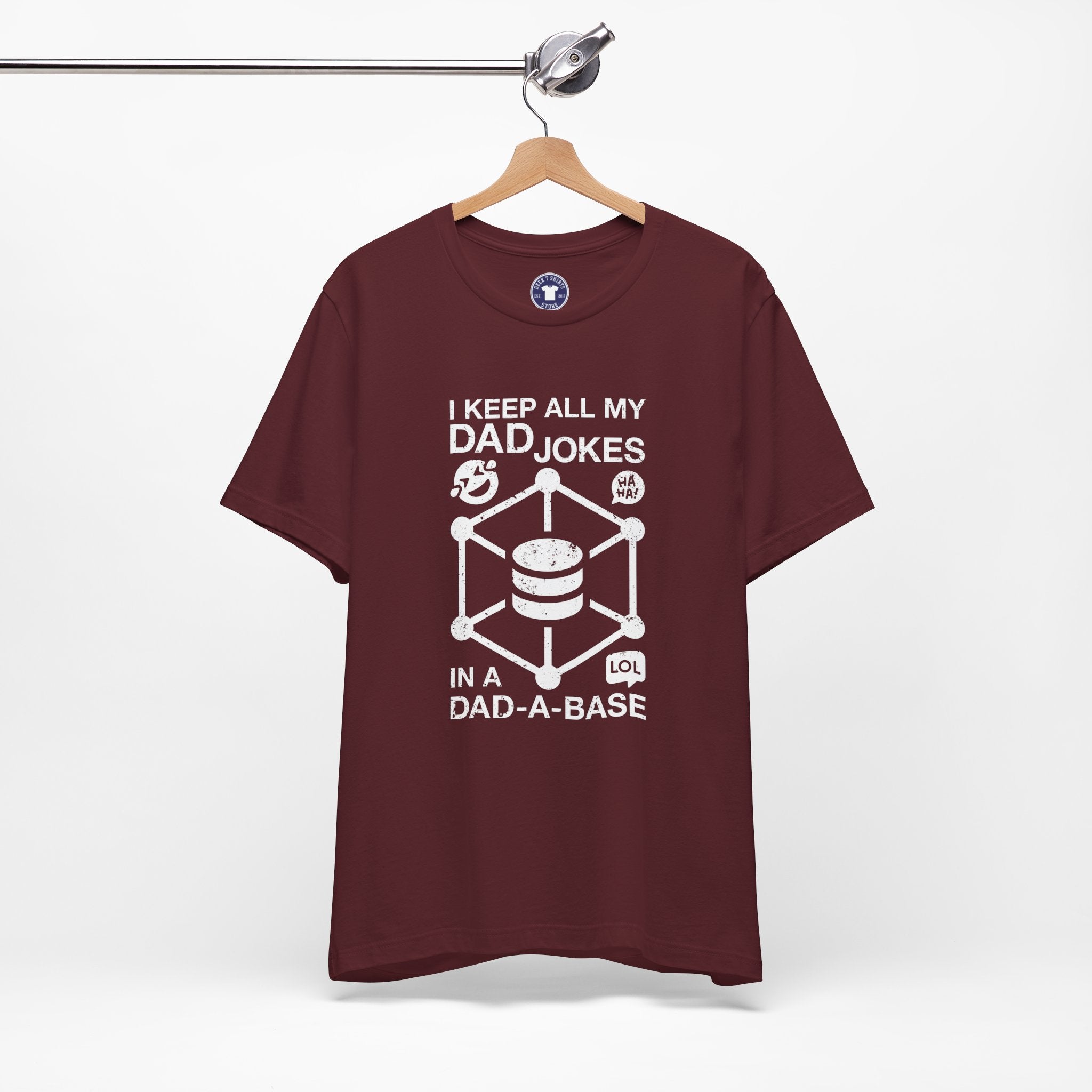 I Keep My Dad Jokes In A Dad-A-Base - Premium Unisex Crewneck T-Shirt