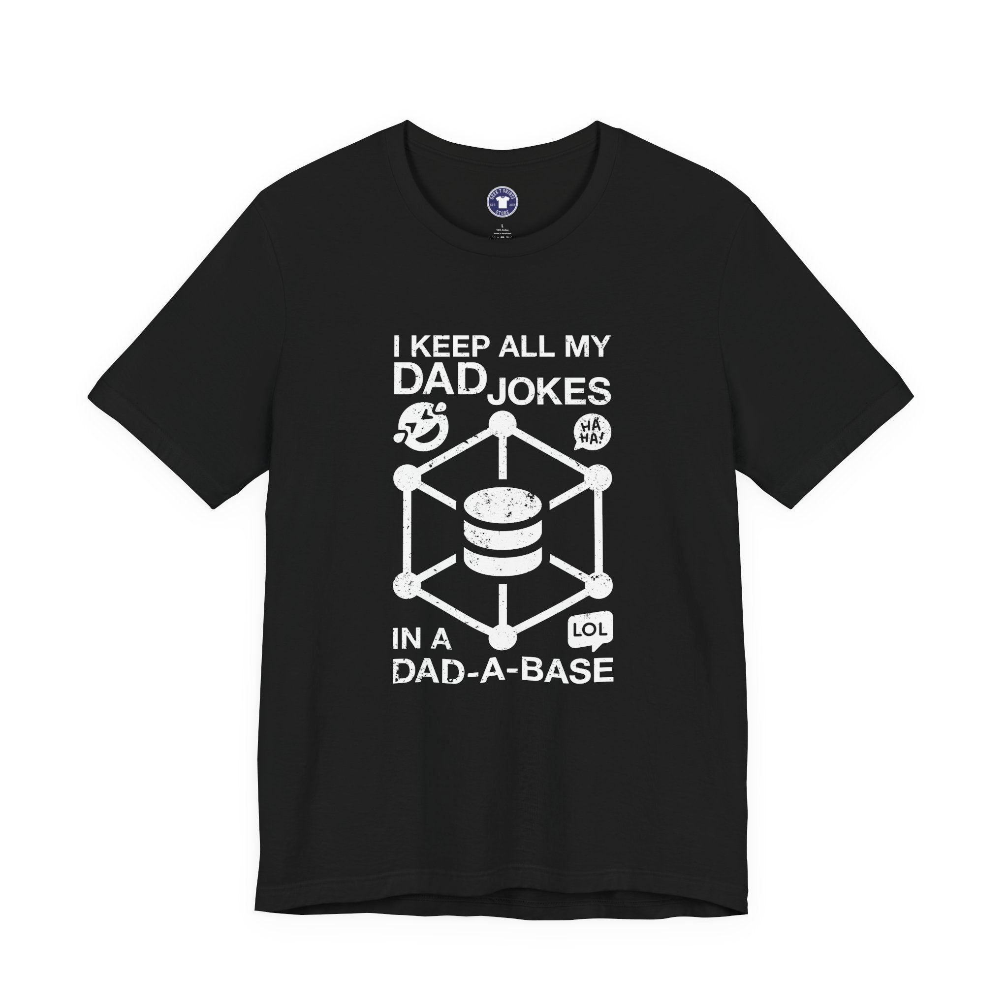 I Keep My Dad Jokes In A Dad-A-Base - Premium Unisex Crewneck T-Shirt