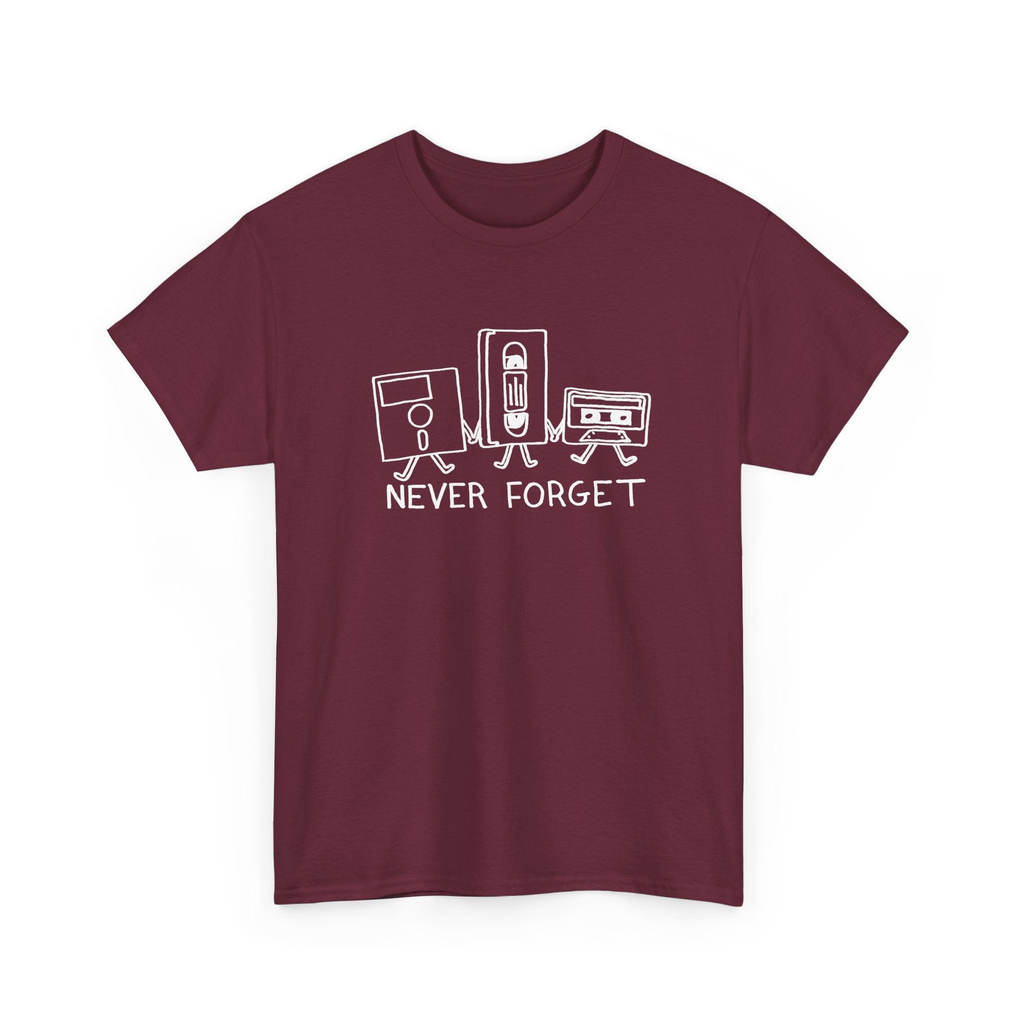 Never Forget Cassette Tapes Vhs Floppy Disks -  Unisex Crewneck T-Shirt