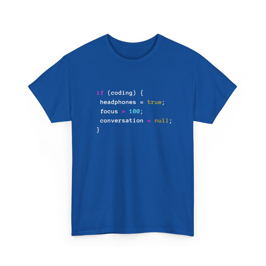Coding With Headphones Javascript T-Shirt - Nerd Shirt - Regular Unisex Crewneck T-Shirt