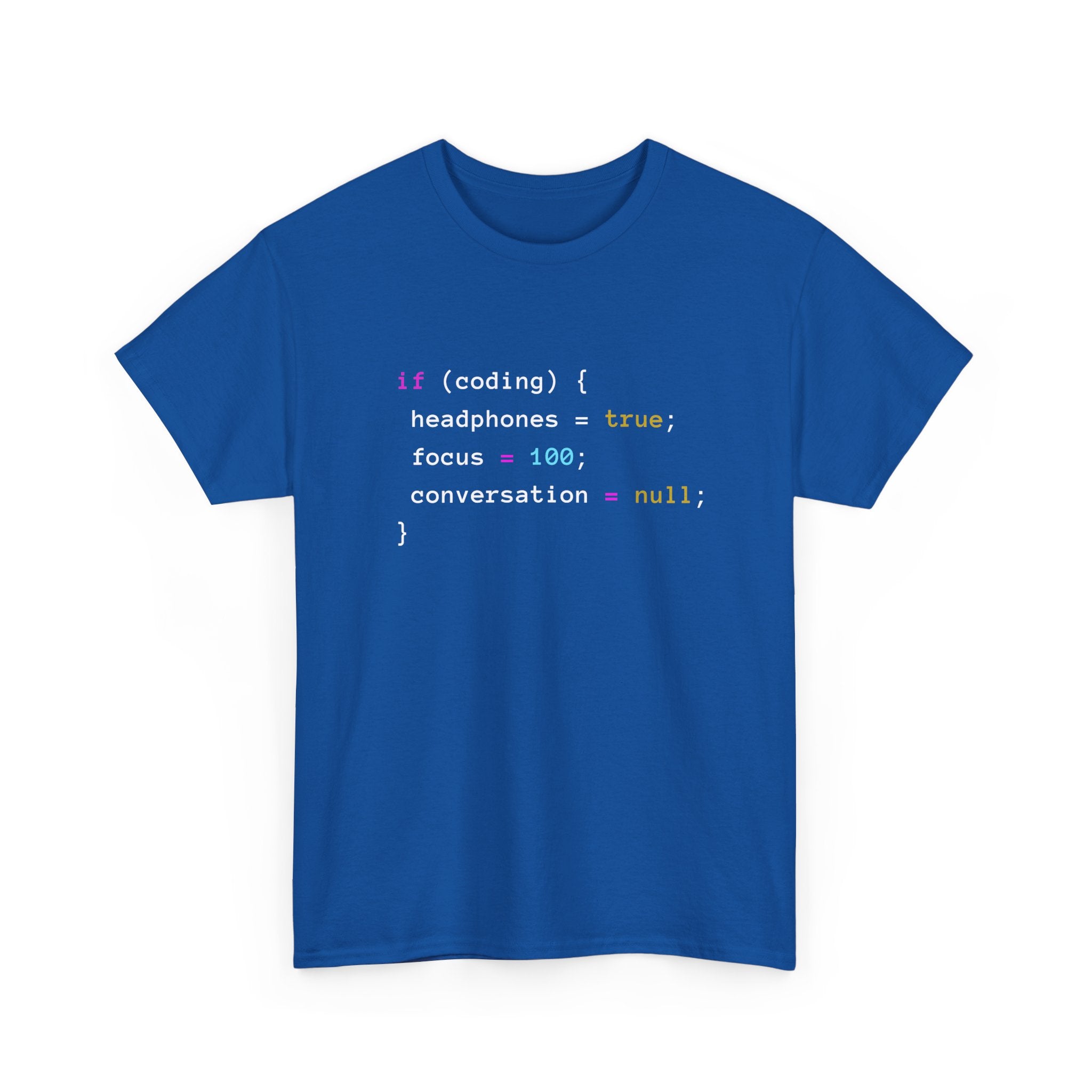 Coding With Headphones Javascript T-Shirt - Nerd Shirt - Regular Unisex Crewneck T-Shirt