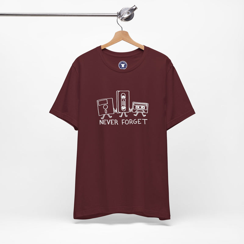 Never Forget Cassette Tapes Vhs Floppy Disks - Premium Unisex Crewneck T-Shirt