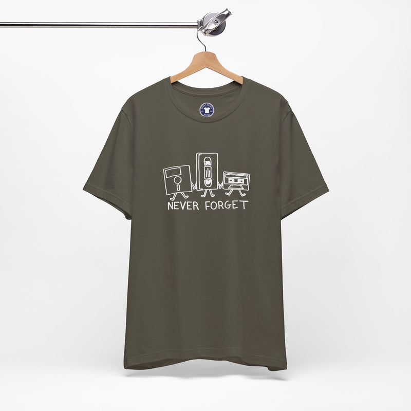 Never Forget Cassette Tapes Vhs Floppy Disks - Premium Unisex Crewneck T-Shirt