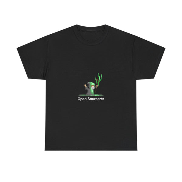 Open Sourcerer Geek T-Shirt, Nerd Shirt, Pixel Art Mage Tee, Retro Gaming Shirt, Programmer Gift, Tech Humor Top, Coding Wizard Tee