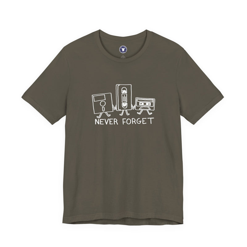 Never Forget Cassette Tapes Vhs Floppy Disks - Premium Unisex Crewneck T-Shirt
