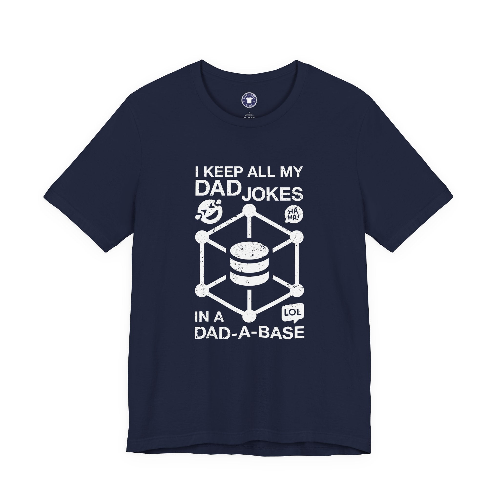 I Keep My Dad Jokes In A Dad-A-Base - Premium Unisex Crewneck T-Shirt