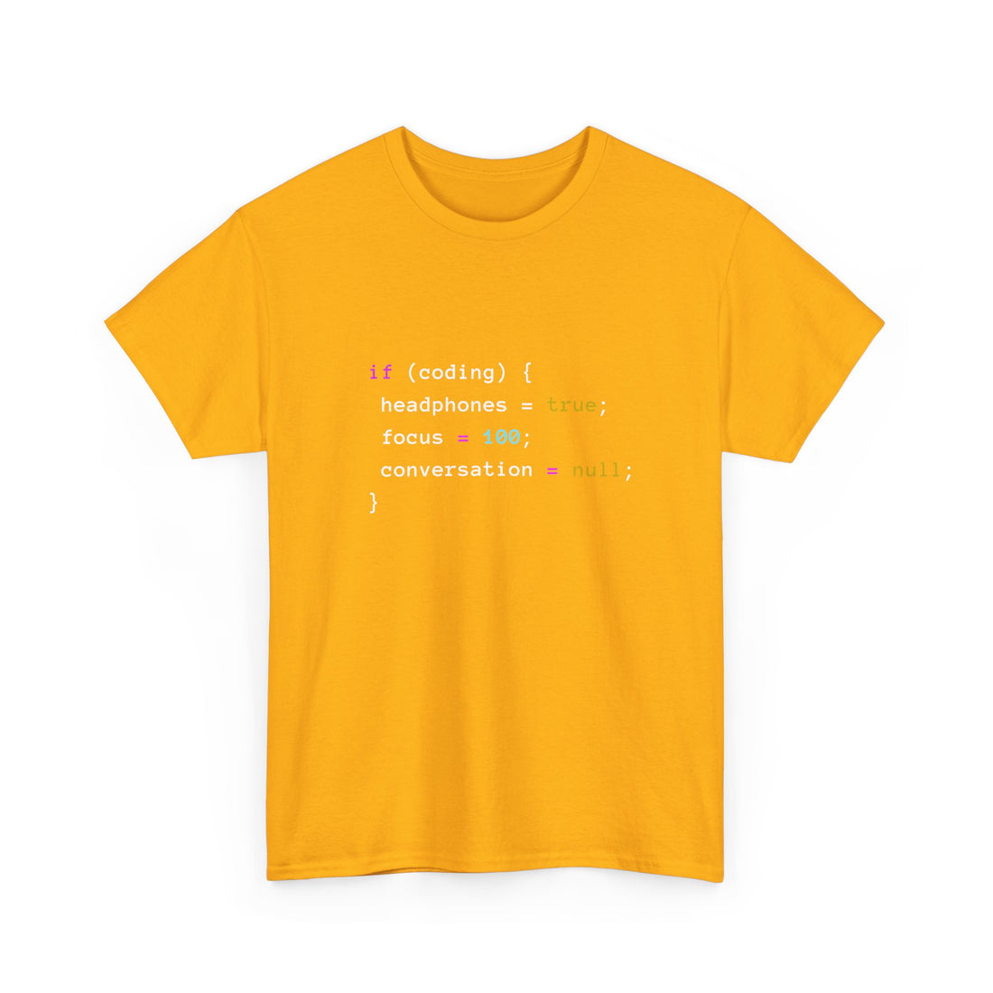 Coding With Headphones Javascript T-Shirt - Nerd Shirt - Regular Unisex Crewneck T-Shirt