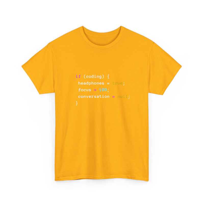 Coding With Headphones Javascript T-Shirt - Nerd Shirt - Regular Unisex Crewneck T-Shirt