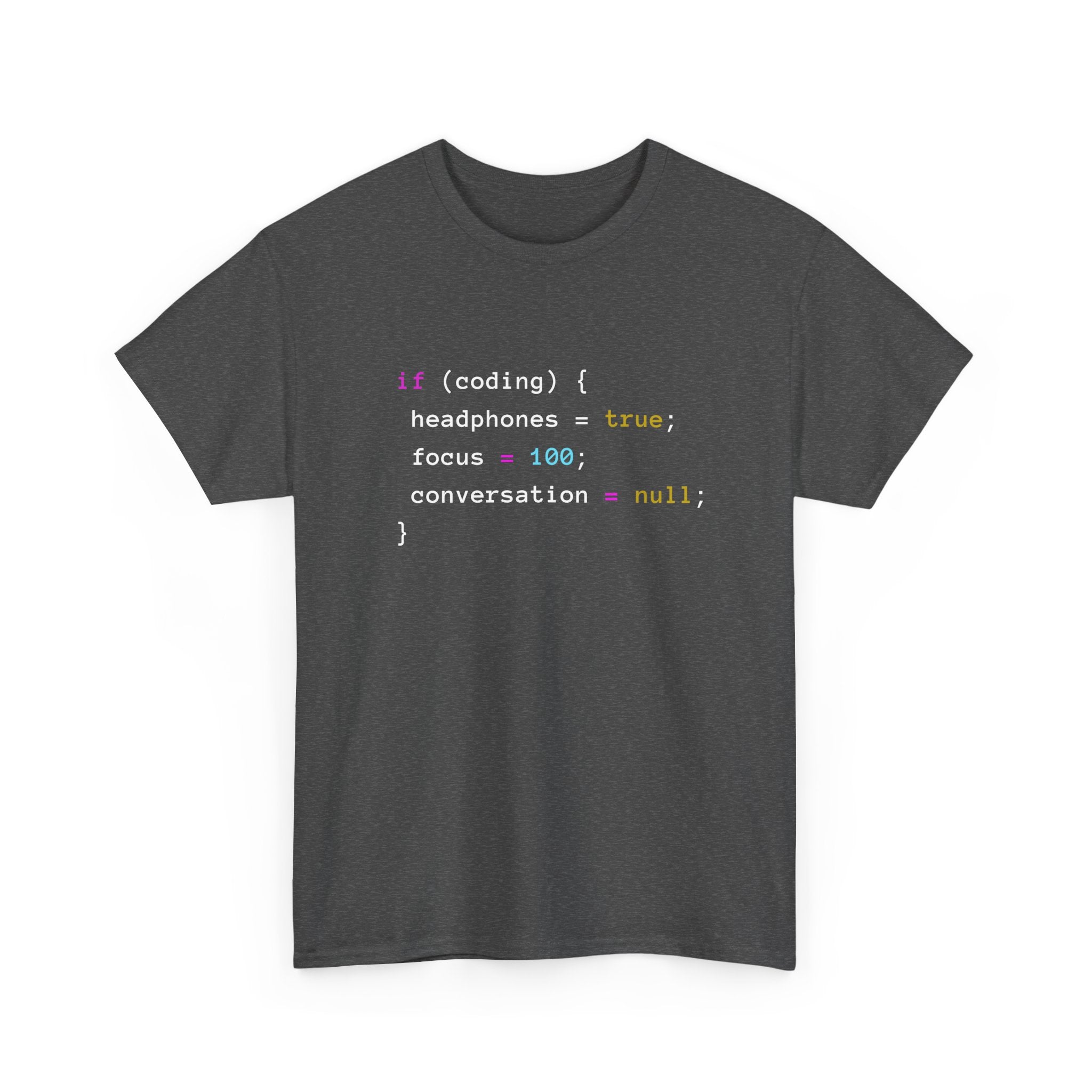Coding With Headphones Javascript T-Shirt - Nerd Shirt - Regular Unisex Crewneck T-Shirt