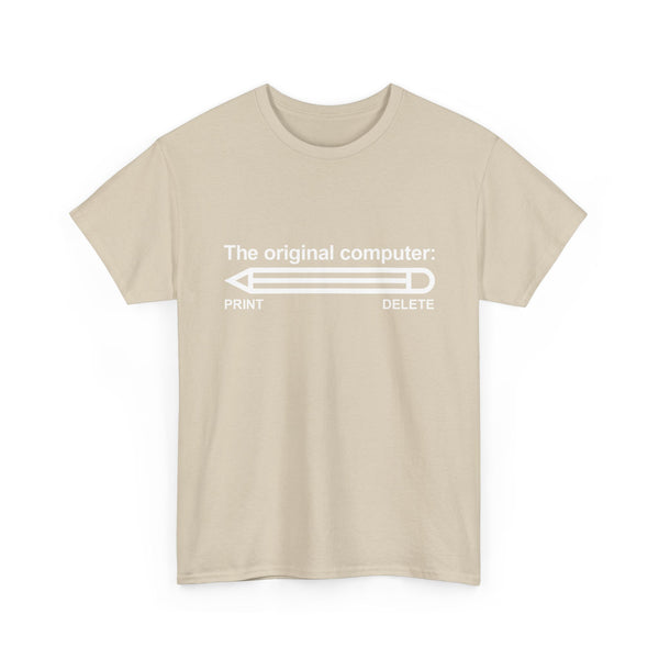 The Original Computer T-Shirt, Pencil Humor Tee, Funny Graphic Gift, Creative Writing Shirt, Retro Art Apparel, Stationery Lover Present, Ed