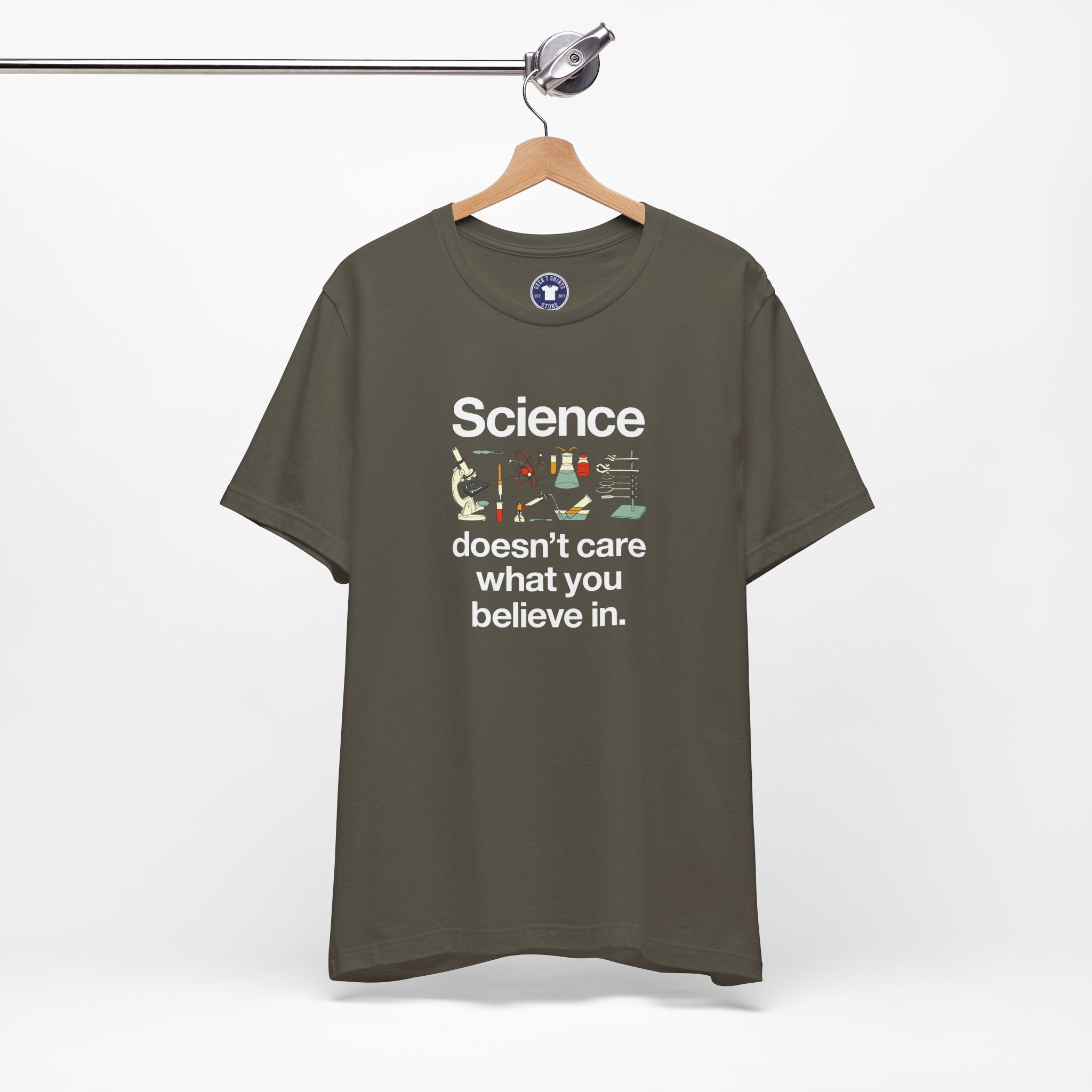 Science Doesn't Care What You Believe In - Premium Unisex Crewneck T-Shirt